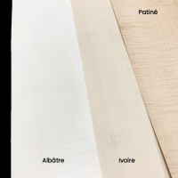 Alabaster White, Natural ivory, and weathered Sycamore veneers